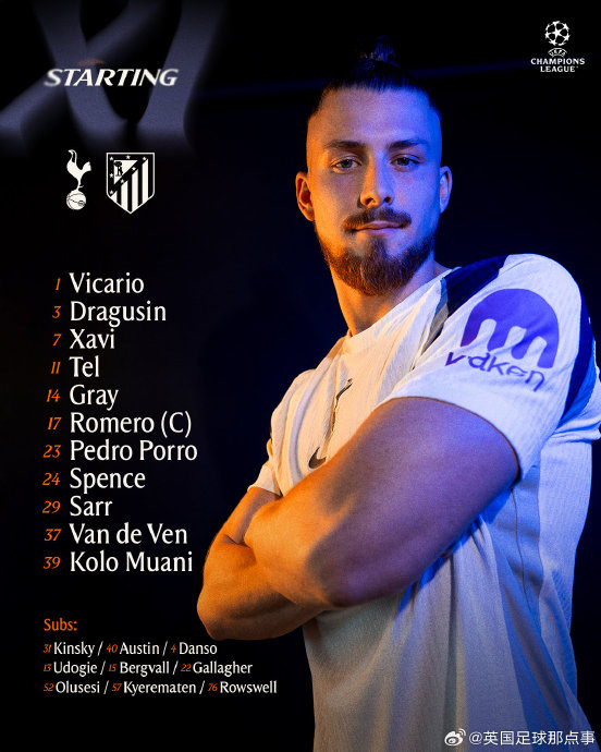 热刺欧冠迎战马竞 公布首